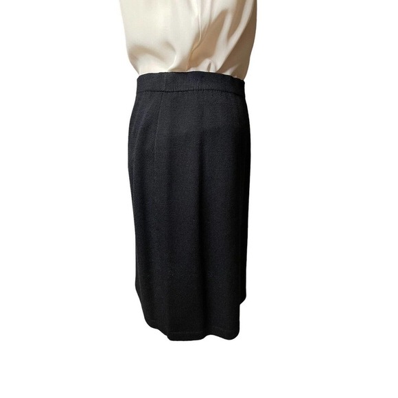 ST. JOHN Caviar Santana Knit Pencil Skirt Elastic Waist Black Size 10 - Picture 8 of 9